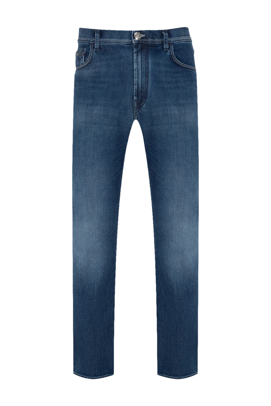 Stefano Ricci Сині чоловічі джинси з якісної бавовни - контрастні шви. 98% бавовна, 2% еластан. гудзик, блискавка. три бічні кишені, дві кишені ззаду. Країна виробник: Італія. Догляд: спеціалізоване чищення - фото 1