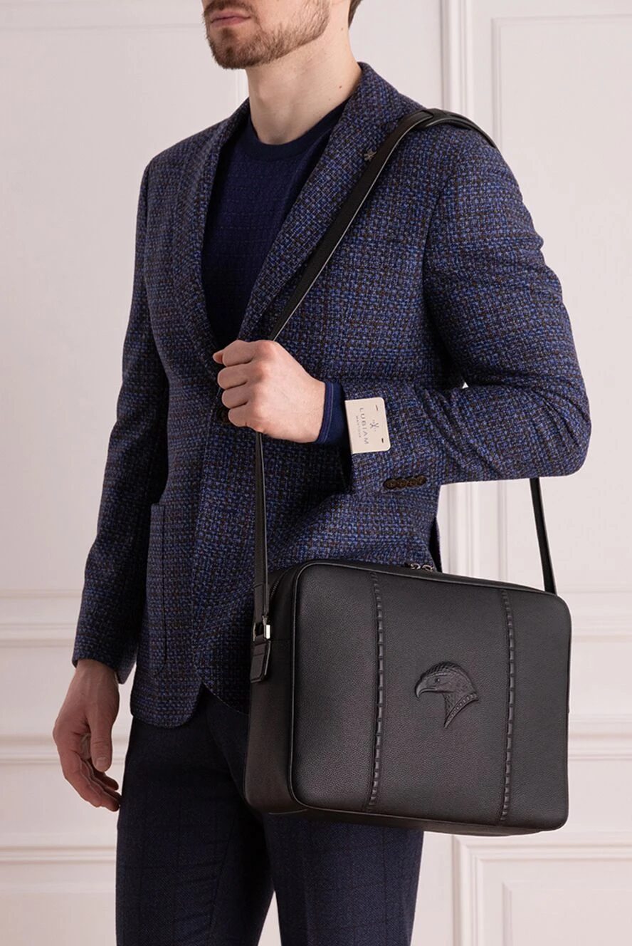 Stefano Ricci shoulder bag made of genuine leather black for men