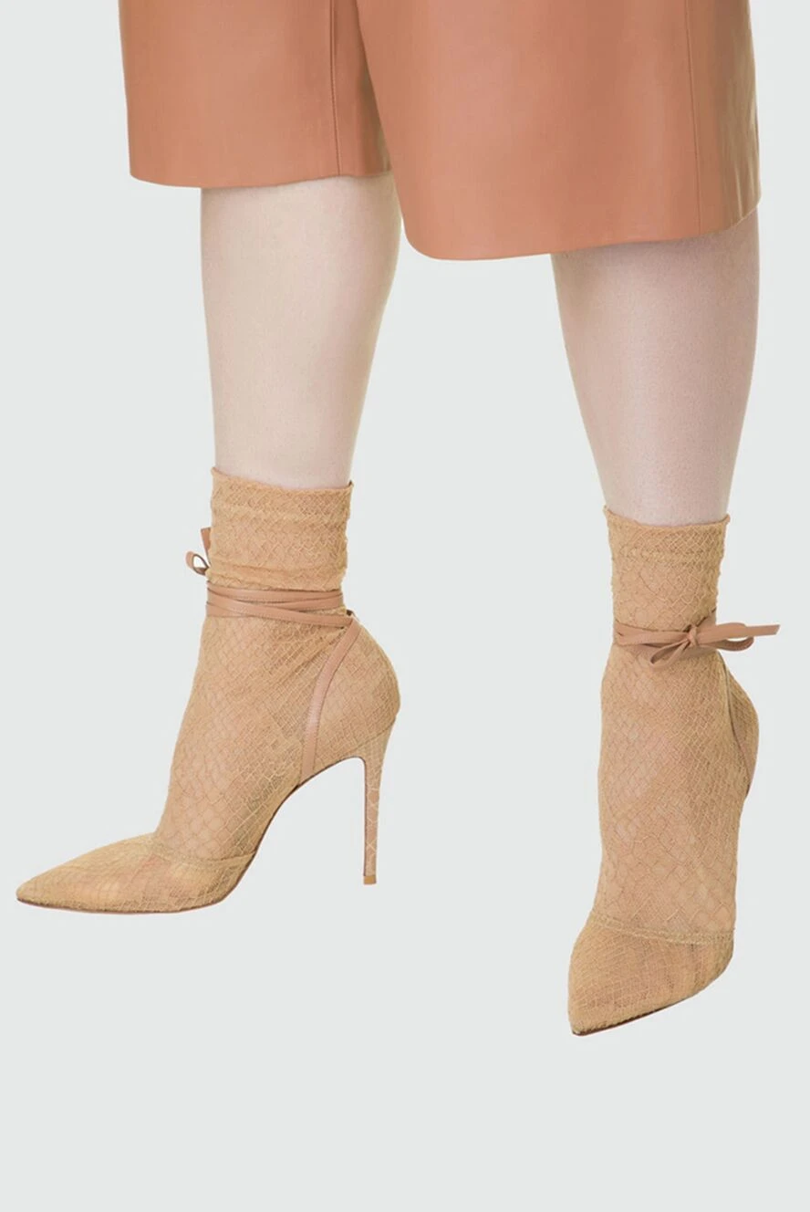 Gianvito Rossi beige textile and leather boots for women 154980 Women ankle boots Domino Online Store Ukraine