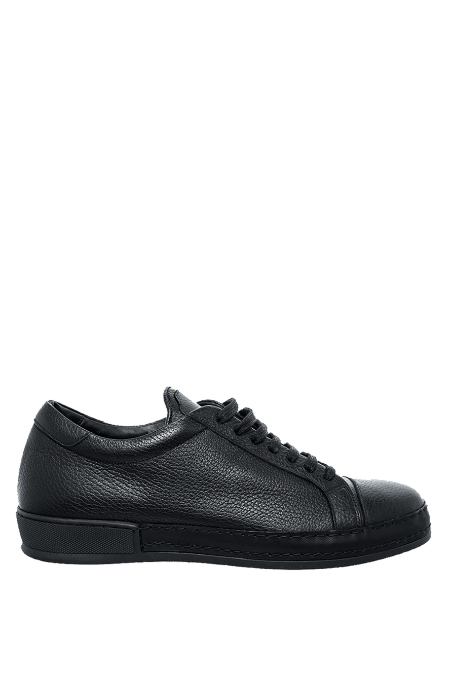 Cesare di Napoli Black leather sneakers for men - leather interior. 100% genuine leather. lacing. sole height 2cm. Insole: leather. Country of manufacture: Italy. Care: specialized cleaning - photo 1