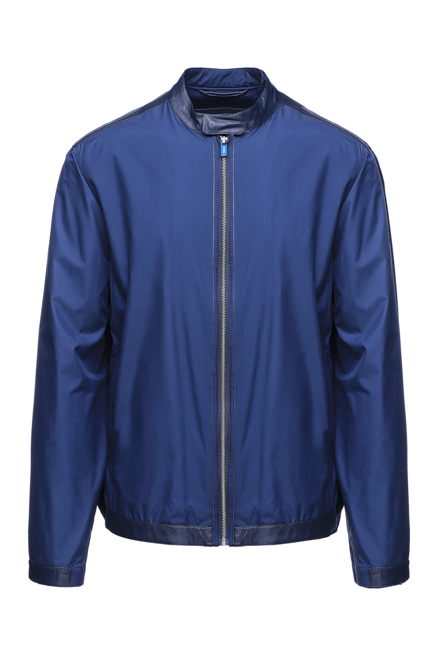 Torras Jacket made of polyester and genuine leather blue for men - 100% genuine leather, 100% polyester. Closure: Zipper. Two side pockets. Country of manufacture: Italy. Care: specialized cleaning - photo 1