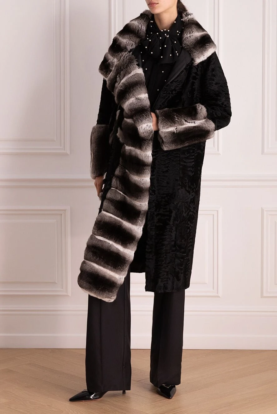 FRATELLI TALLI fox fur バラクラバ Fabio Gavazzi black women's fur coat made of swakara and