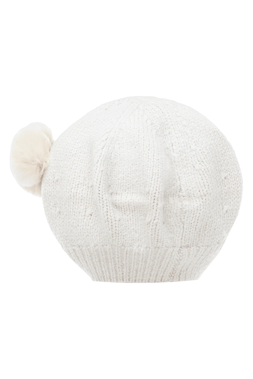 Max&Moi Beige beret for women - pompon. 63% wool, 27% cashmere, 4% polyester. Country of manufacture: Italy. Care: specialized cleaning - photo 1