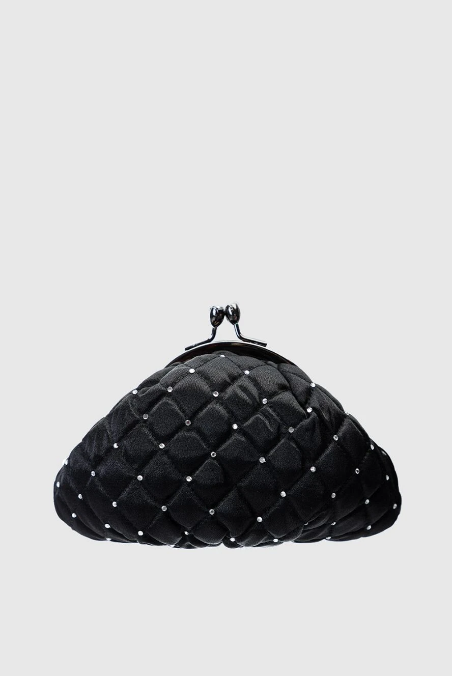 Annabella Black leather makeup bag for woman - crystals. latch. 100% leather. Country of manufacture: Italy. Care: specialized cleaning - photo 1
