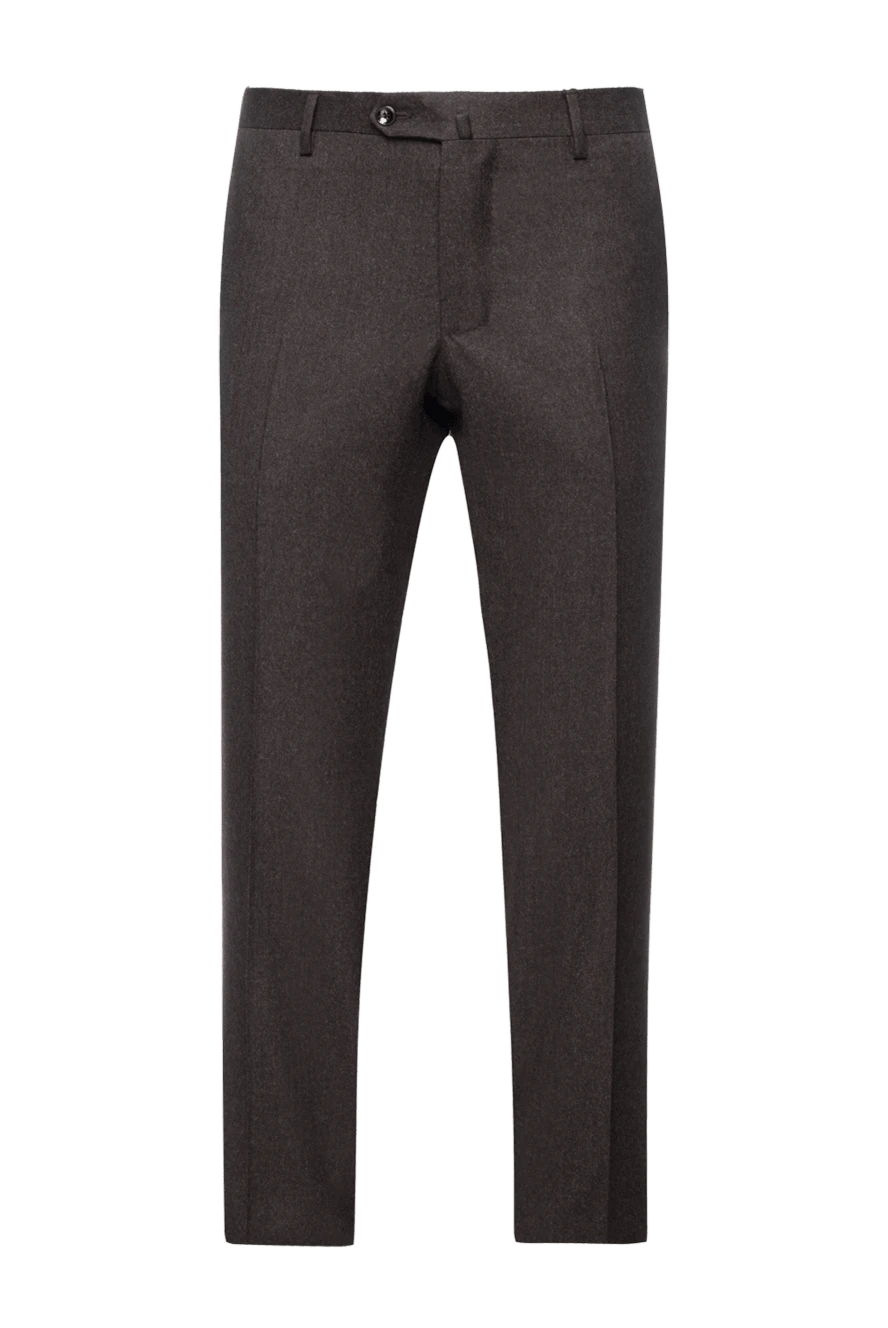 Cesare di Napoli Brown wool trousers for men - 100% wool. Closure: button, zipper, hook. two side pockets. Lining: Detail lining 100% cotton. Country of manufacture: Italy. Care: specialized cleaning - photo 1