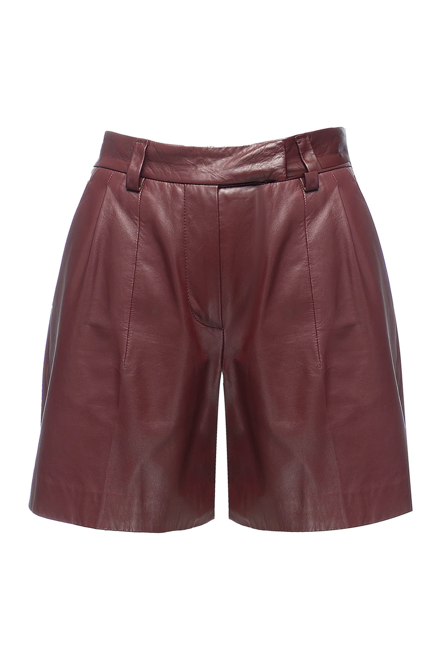 Brunello Cucinelli Шорты из кожи бордовые женские - защипы. четыре кармана. 100% кожа. молния. Страна производитель: Италия. Уход: специализированная чистка - фото 1