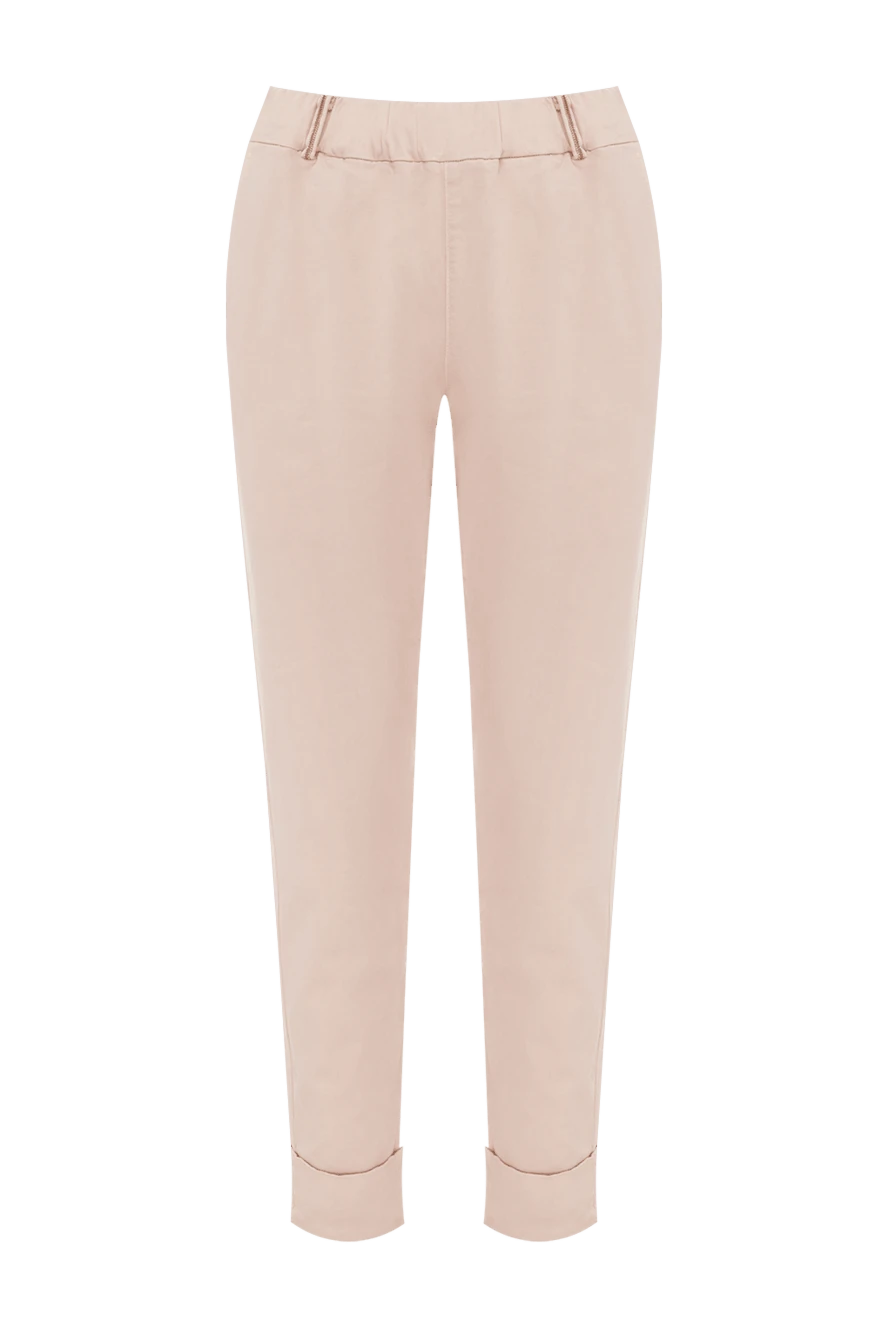 Panicale Pink women's trousers with cuffs - two side pockets. 97% cotton, 3% elastane. elastic belt. Country of manufacture: Italy. Care: specialized cleaning - photo 1