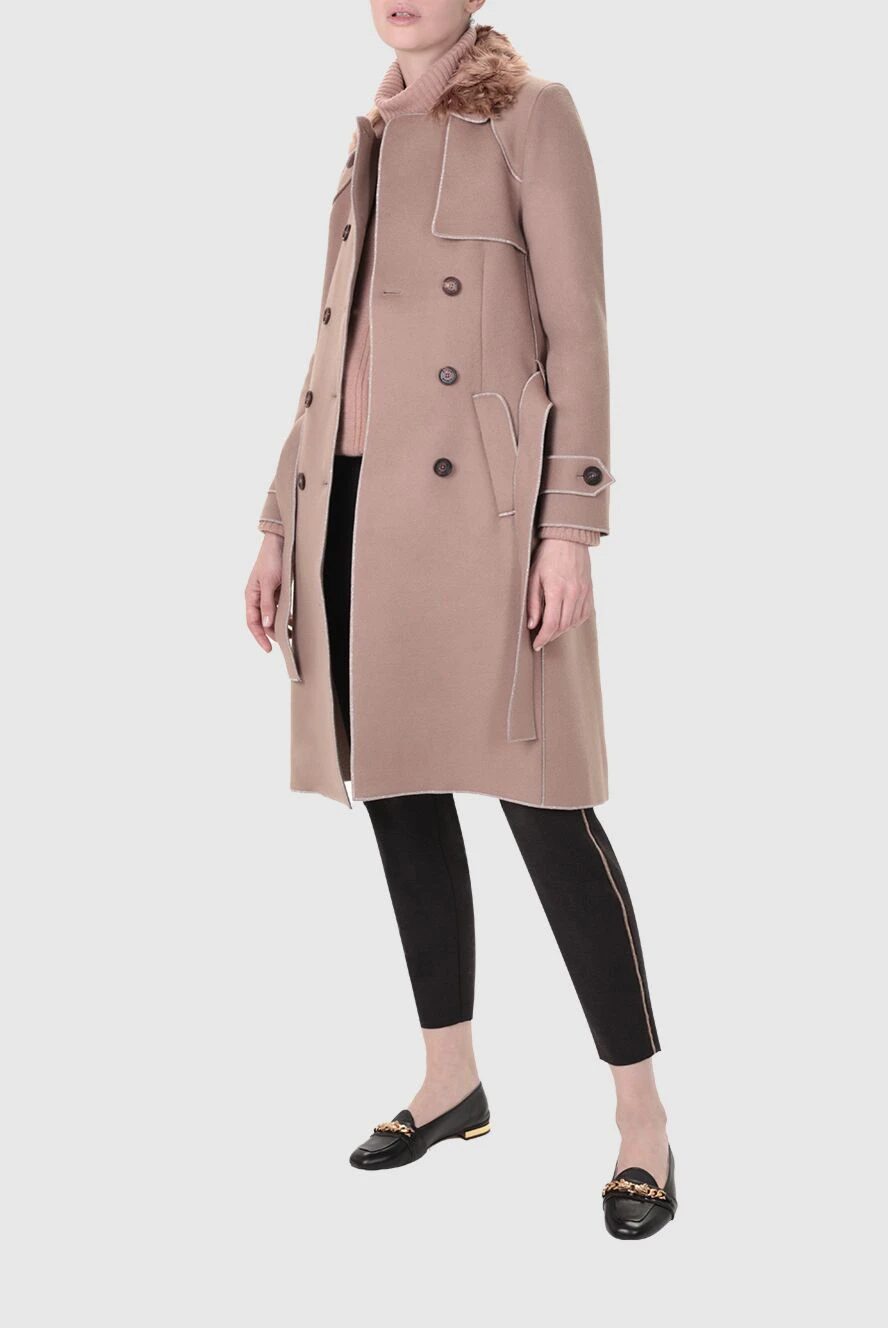 Panicale Women s beige wool and cashmere coat