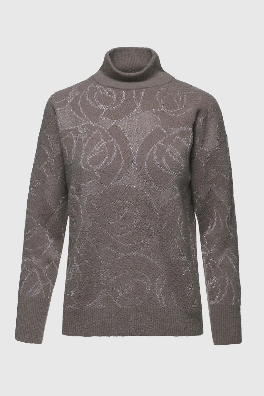 Peserico Brown jumper for women - fantasy pattern. 58% viscose, 27% fiber, 15% polyester. Country of manufacture: Italy. Care: specialized cleaning - photo 1