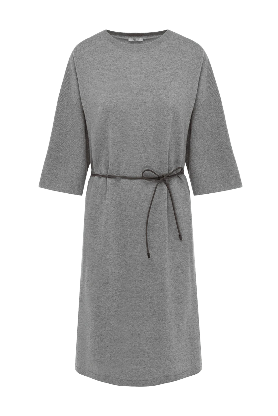 Peserico Gray dress for women - contrasting belt. 70% wool, 20% silk, 10% cashmere. Country of manufacture: Italy. Care: specialized cleaning - photo 1