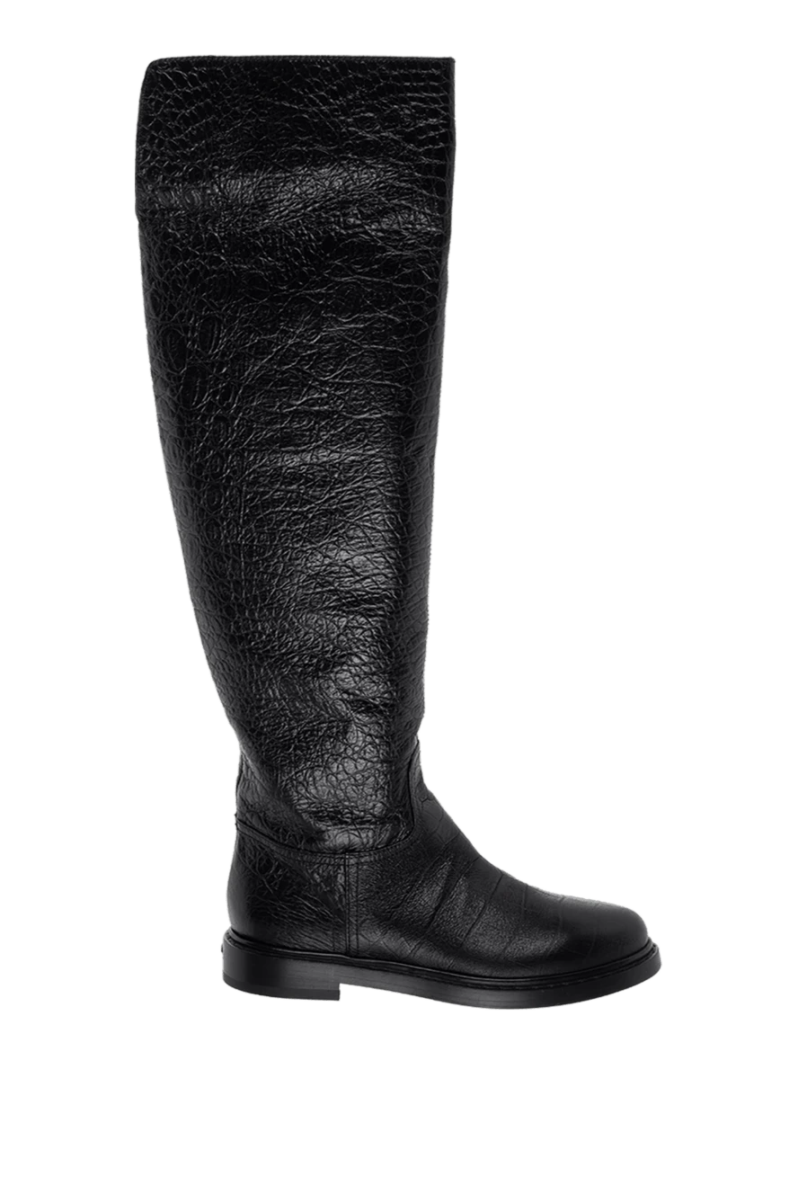 Le Silla Thigh-high boots women's high textured leather black - textured leather. leather. Heel height: 2 cm. zipper. Country of manufacture: Italy. Care: specialized cleaning - photo 1