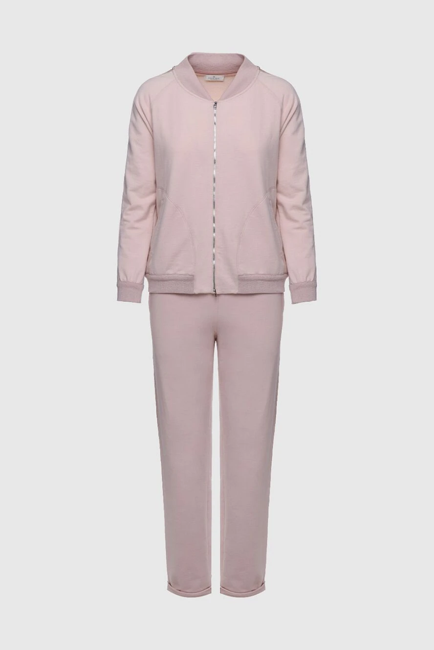 Panicale Women's pink walking suit made of cotton and elastane - elastic cuffs. 95% cotton, 5% elastane. Closure: zipper. two side pockets. Country of manufacture: Italy. Care: specialized cleaning - photo 1