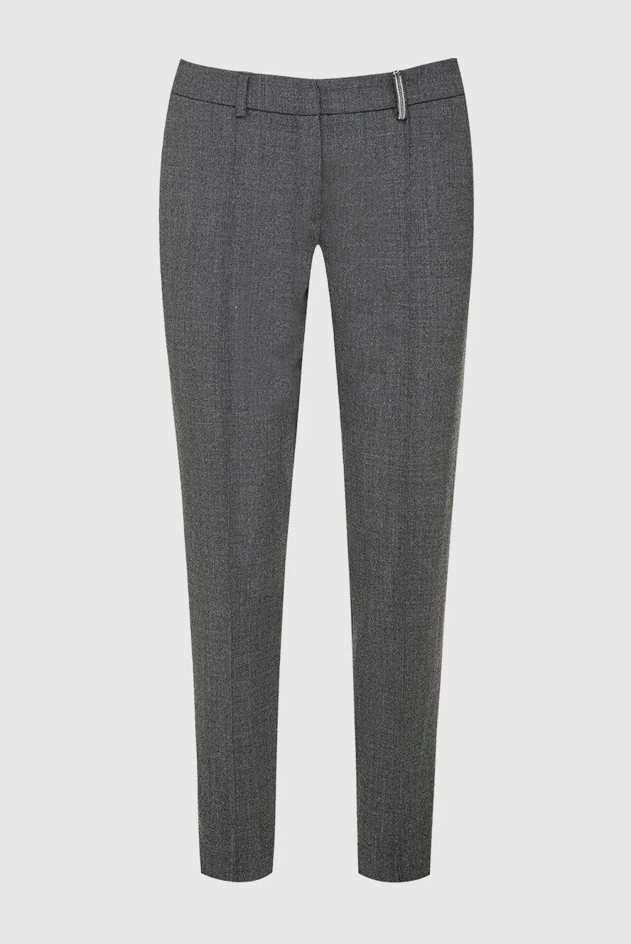 Panicale Gray women's trousers with bead decoration - three pockets. 96% wool, 4% elastane. zipper. Country of manufacture: Italy. Care: specialized cleaning - photo 1