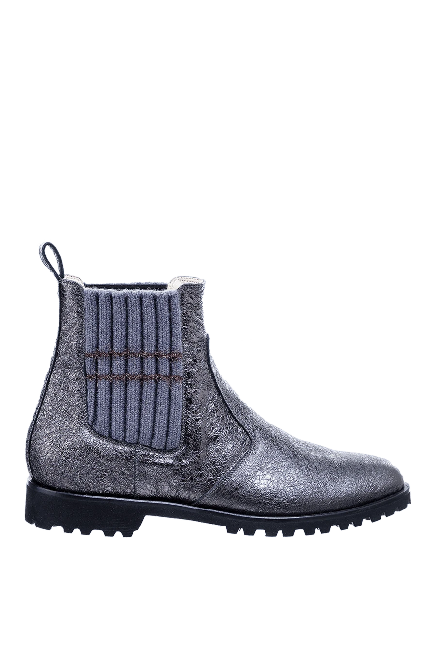 Panicale Women's gray leather Chelsea boots with a metallic effect - contrasting inserts, spraying. leather. Sole height: 2 centimeters. elastic inserts. Country of manufacture: Italy. Care: specialized cleaning - photo 1