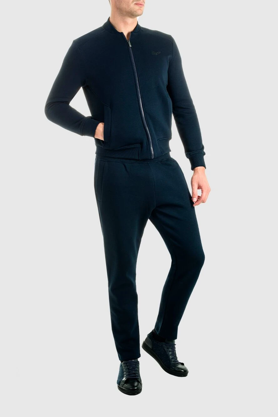 Ermenegildo Zegna костюм спортивный синий с худи-бомбером мужской
