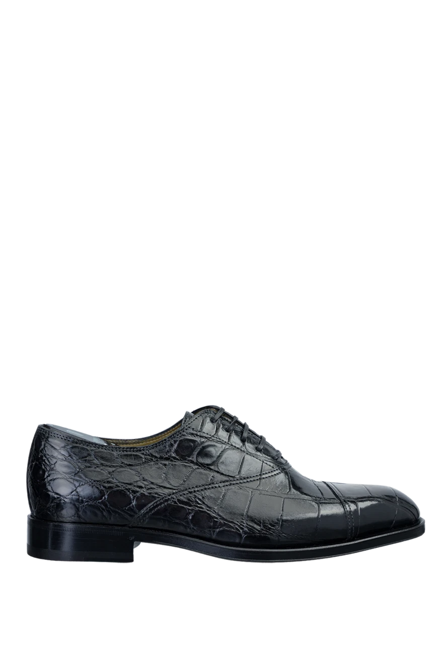 Tardini Shoes for men from alligator leather black - Perforation, textured leather. 100% alligator leather. Lace. Interior finish: Alligator leather. Insole: Leather. Heel height: 2 cm. Other materials. Country of manufacture: Italy. Care: specialized cleaning - photo 1