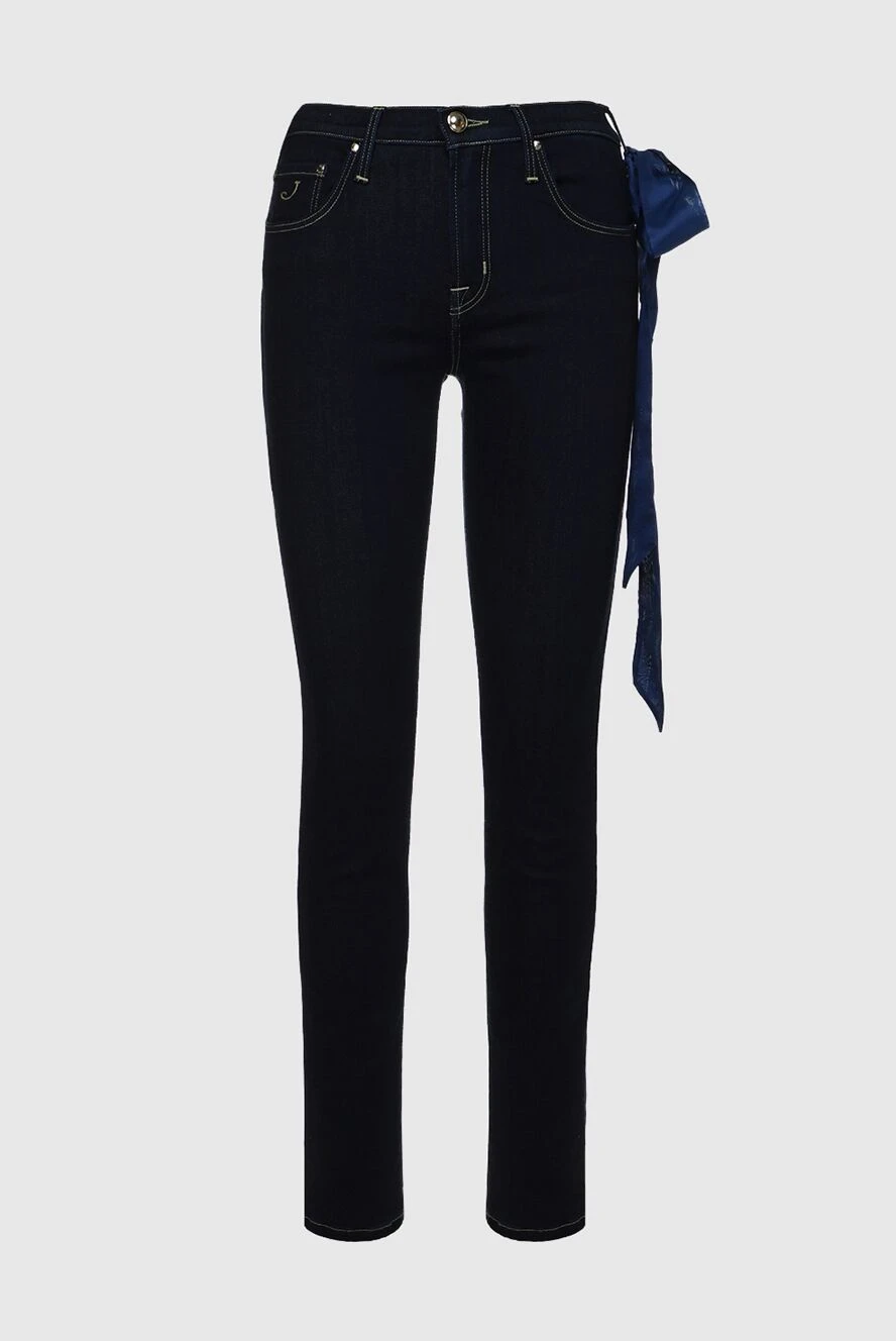 Jacob Cohen Women's dark blue jeans with fitted cut - contrasting seams. three side pockets, two back pockets. 44% cotton, 42% lyocell, 13% polyester, 1% elastane. zipper, buttons. Country of manufacture: Italy. Care: specialized cleaning - photo 1