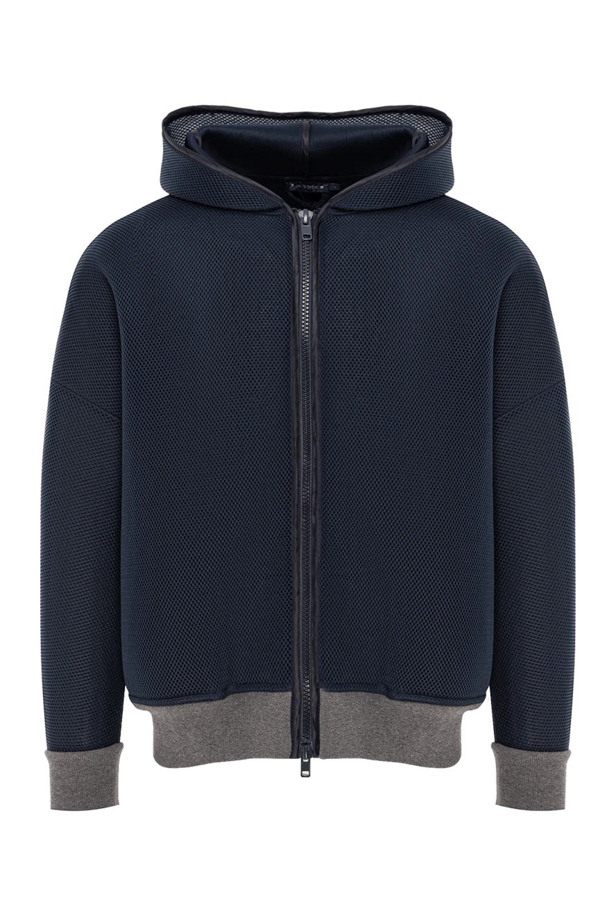 Jacob Cohen Blue polyurethane sports sweatshirt for men - hood. 100% polyurethane. Closure: zipper. Country of manufacture: Italy. Care: specialized cleaning - photo 1