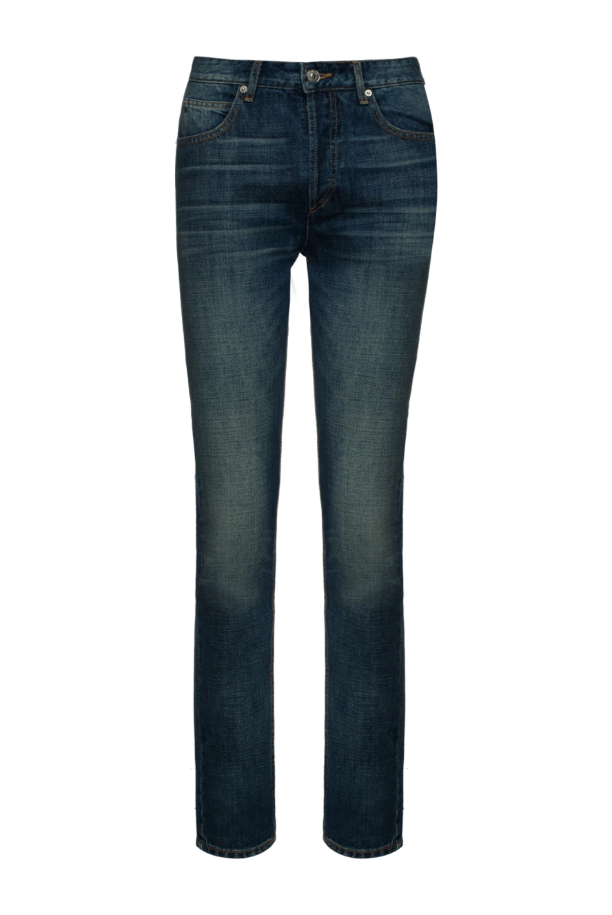 Isabel Marant Blue cotton jeans for women - contrasting seams, scuffs. three side pockets, two back pockets. 100% cotton. zipper, buttons. Country of manufacture: Italy. Care: specialized cleaning - photo 1