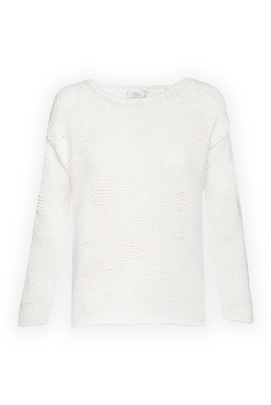 Panicale White cotton and nylon jumper for women - textured knitwear. 76% cotton, 24% nylon. Country of manufacture: Italy. Care: specialized cleaning - photo 1