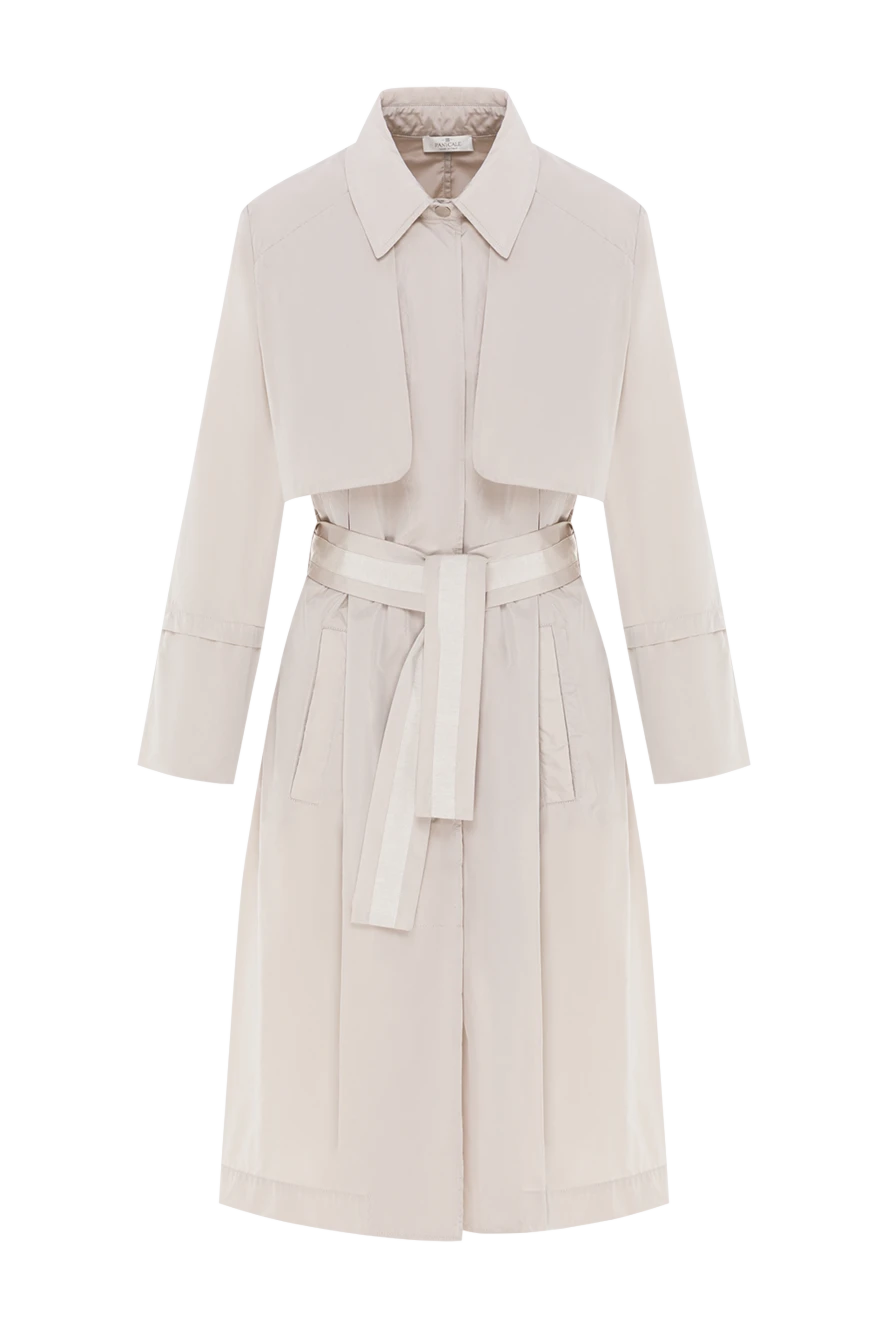 Panicale Плащ із поліестеру сірий жіночий - пір'я на рукавах. 100% поліестер, перо. гудзики, пояс. дві бічні кишені. Країна виробник: Італія. Догляд: спеціалізоване чищення - фото 1