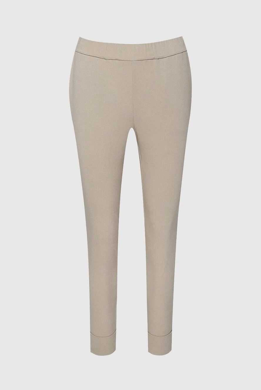 Panicale Beige women's fitted trousers with cuffs - two pockets. 95% viscose, 5% elastane. elastic belt. Country of manufacture: Italy. Care: specialized cleaning - photo 1