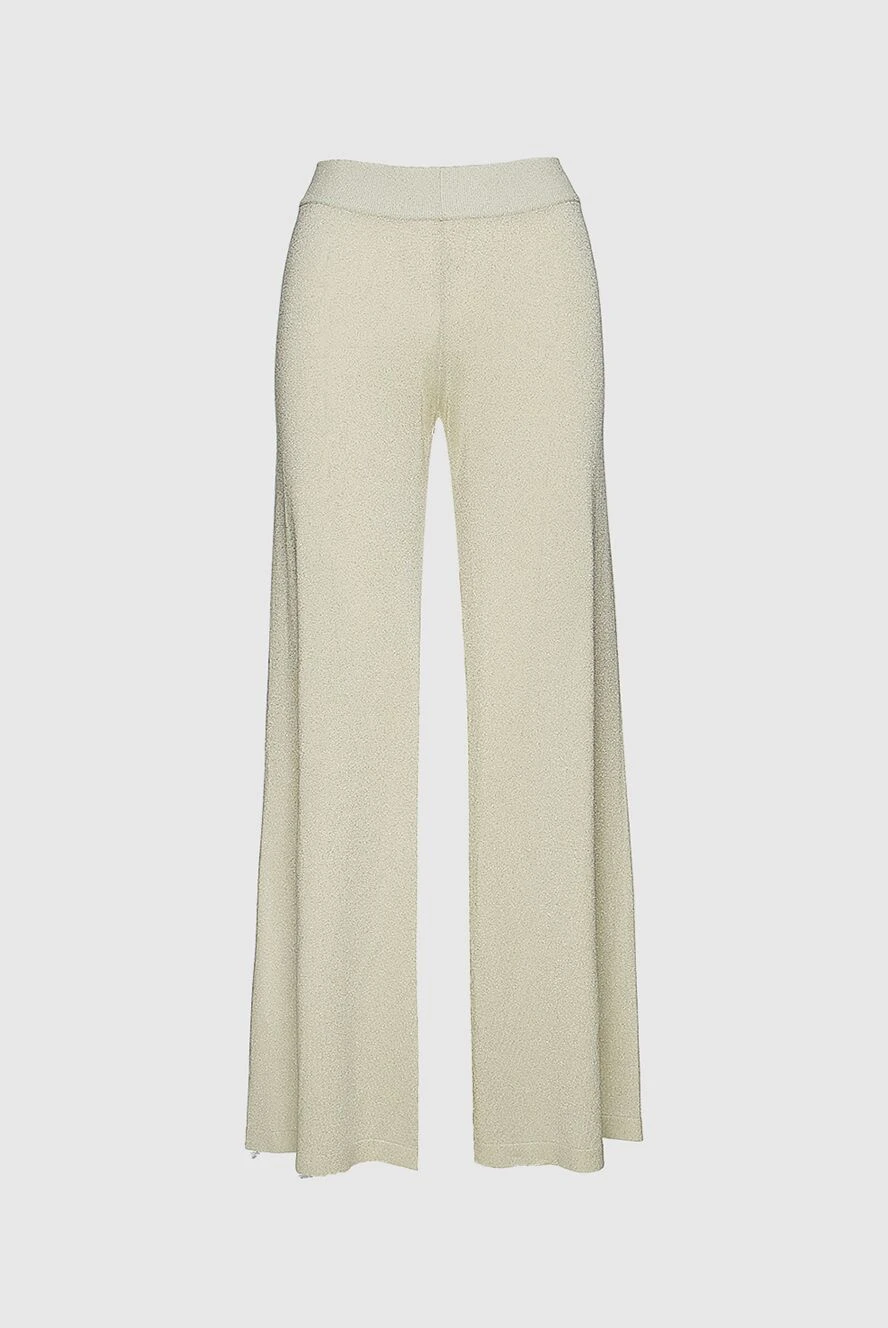 Panicale White women's flared trousers - 86% viscose, 8% polyester, 6% elastane. elastic belt. Country of manufacture: Italy. Care: specialized cleaning - photo 1