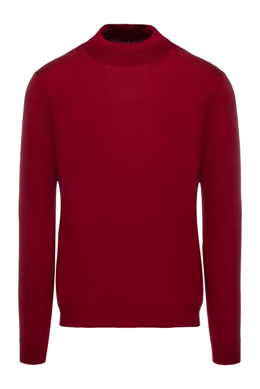 Cesare di Napoli Burgundy wool turtleneck jumper for men - Additionally: High collar stand. Composition: 100% wool. Country of manufacture: Italy. Care: specialized cleaning - photo 1