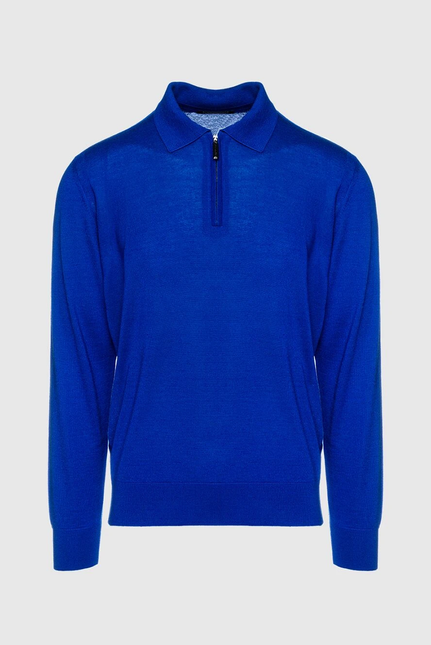 Stefano Ricci Поло з довгим рукавом у яскравому кобальтовому кольорі з лаконічною застібкою на блискавці - Довгий рукав. 70% кашемір, 30% шовк. Блискавка. Країна виробник: Італія. Догляд: спеціалізоване чищення - фото 1