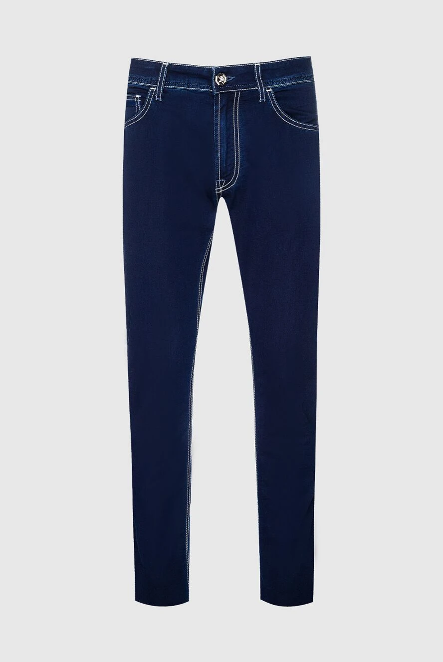 Stefano Ricci Джинси з синього деніму з контрастним рядком - контрастні шви. 77% бавовна, 23% еластан. гудзик, блискавка. три бічні кишені, дві кишені ззаду. Країна виробник: Італія. Догляд: спеціалізоване чищення - фото 1