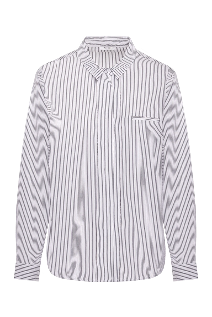 Peserico Women's striped shirt-blouse gray - striped pattern, chest pocket. cotton, polyester, elastane. buttons. Country of manufacture: Italy. Care: specialized cleaning - photo 1