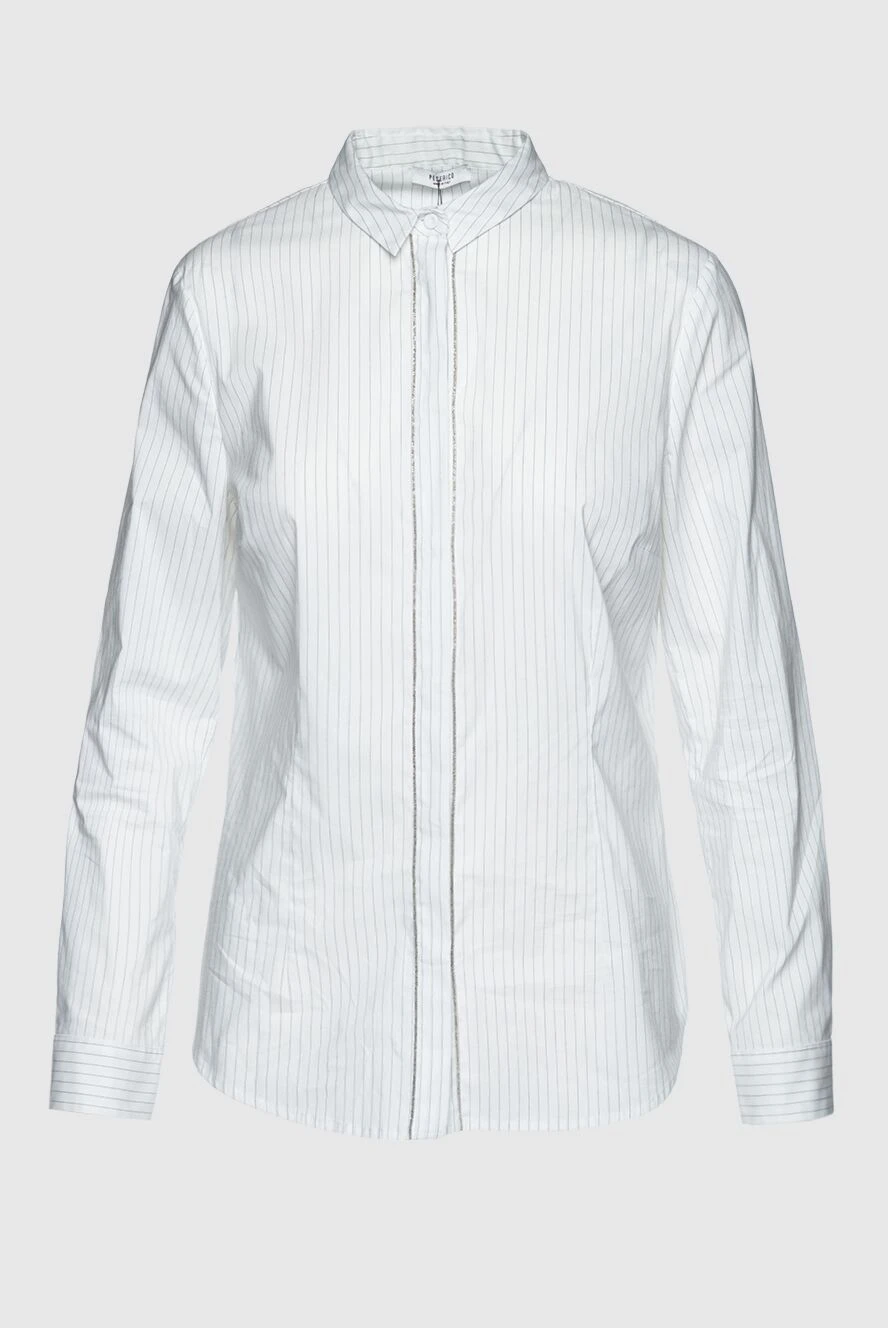 Peserico Women's striped shirt-blouse white - striped pattern. cotton, polyester, elastane. buttons. Country of manufacture: Italy. Care: specialized cleaning - photo 1