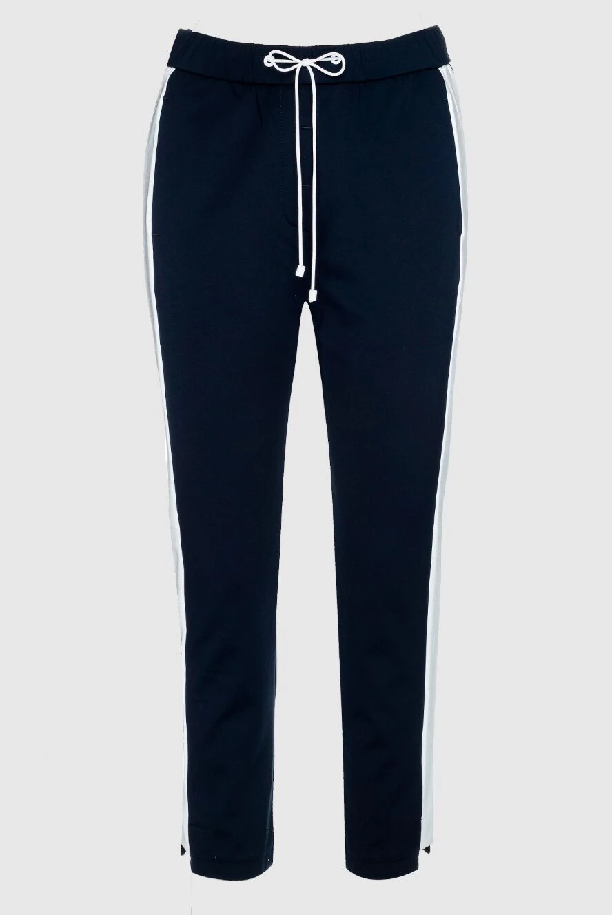 Peserico Blue polyamide pants for women - contrasting stripes. 91% viscose, 9% elastane. elastic belt with lacing. Country of manufacture: Italy. Care: specialized cleaning - photo 1