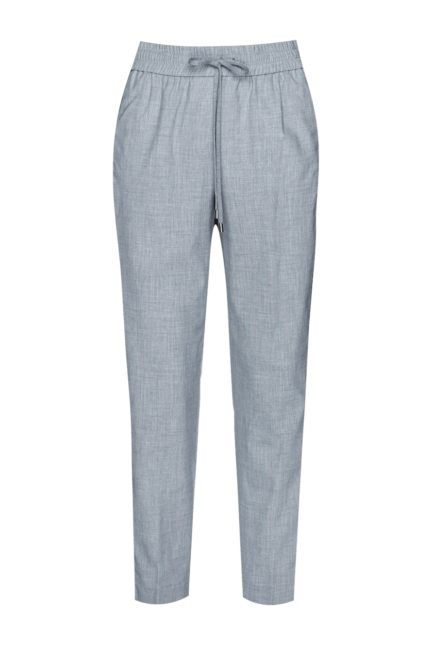 Peserico Gray trousers for women - contrasting stripes. two pockets. 69% polyester, 29% viscose, 2% elastane. elastic belt with lacing. Country of manufacture: Italy. Care: specialized cleaning - photo 1