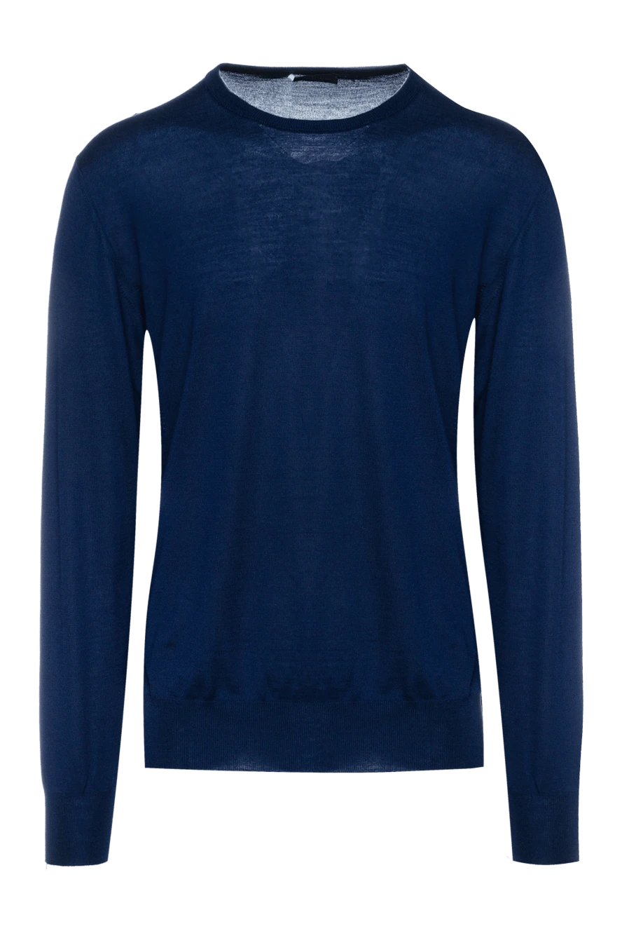 Cesare di Napoli Cashmere and silk jumper blue for men - 70% cashmere, 30% silk. Country of manufacture: Italy. Care: specialized cleaning - photo 1