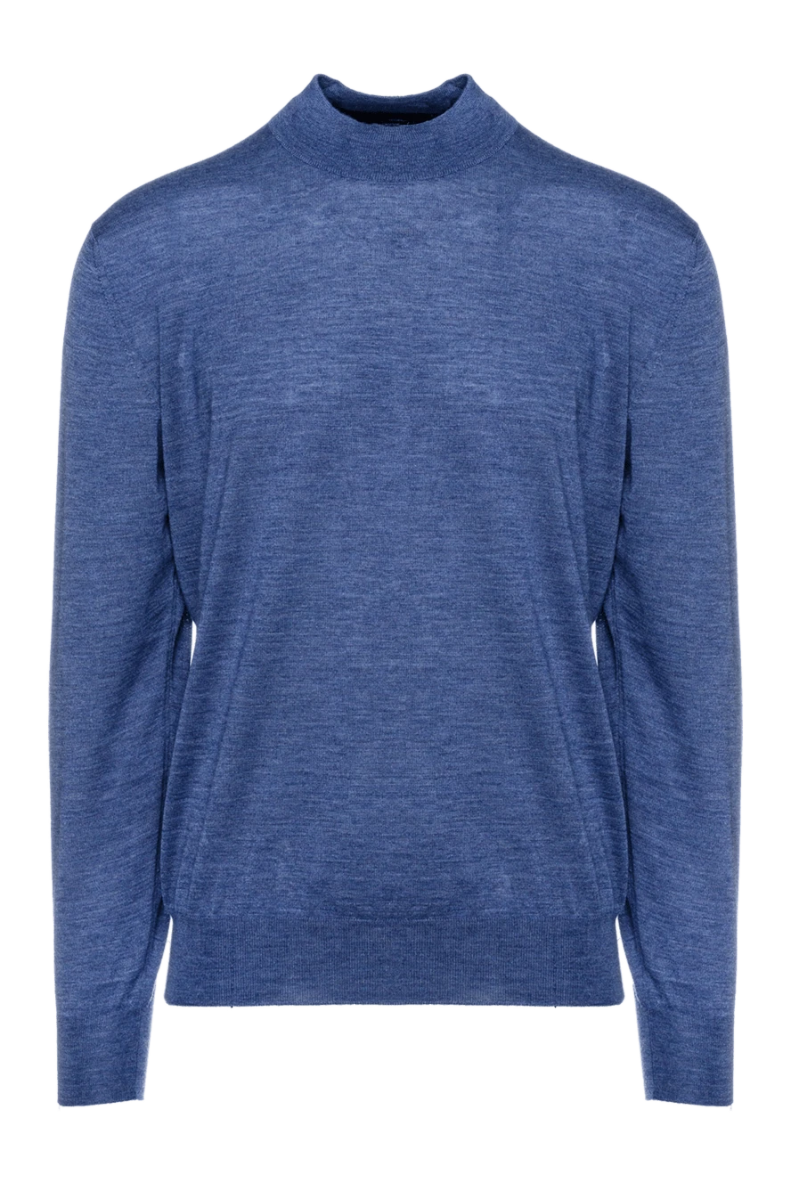 Cesare di Napoli Men's jumper with a high stand-up collar made of cashmere and silk blue - High collar stand. 70% cashmere, 30% silk. Country of manufacture: Italy. Care: specialized cleaning - photo 1