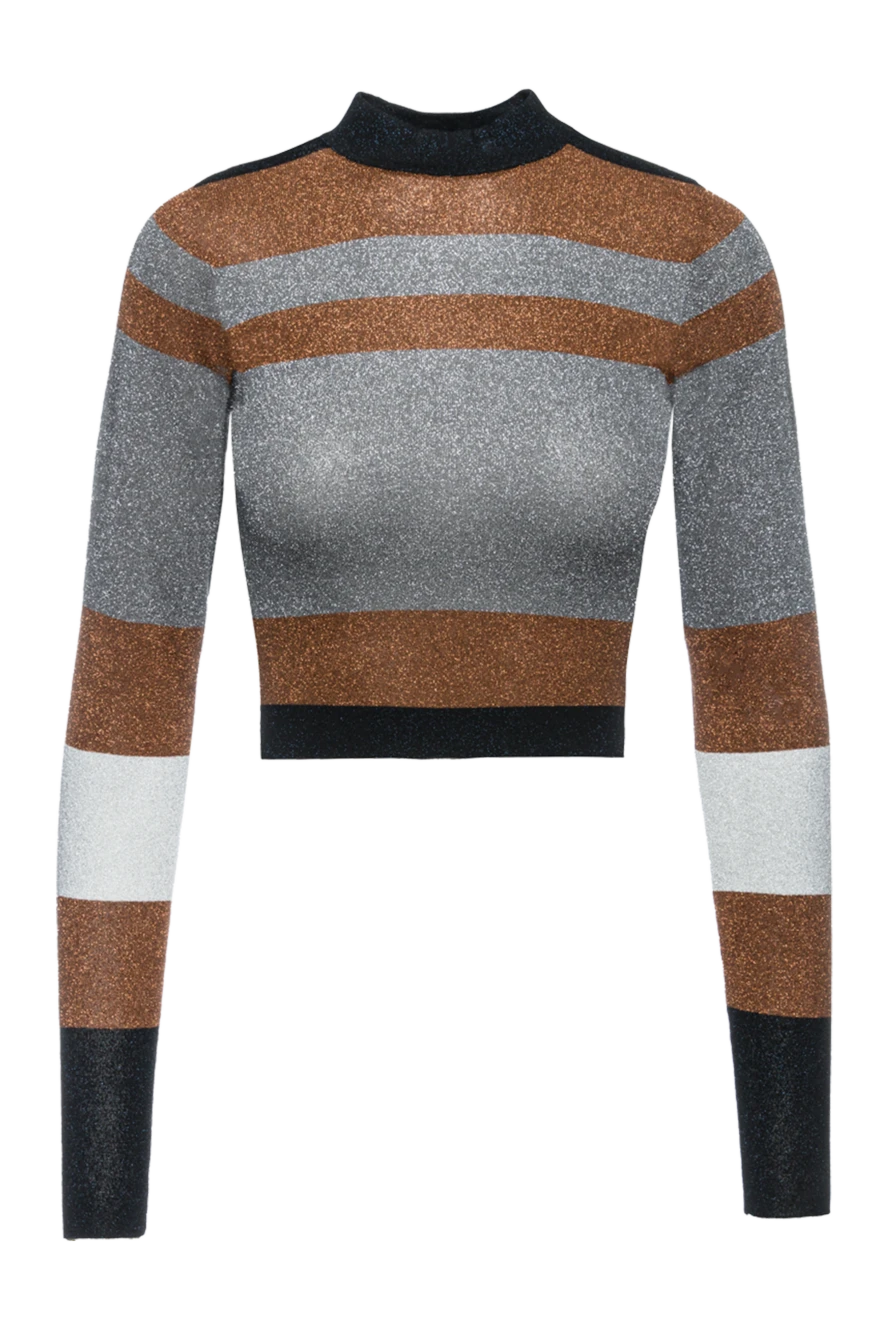 Brunello Cucinelli Viscose and polyester jumper gray for women - contrasting striped pattern. 77% viscose, 23% polyester. Country of manufacture: Italy. Care: specialized cleaning - photo 1
