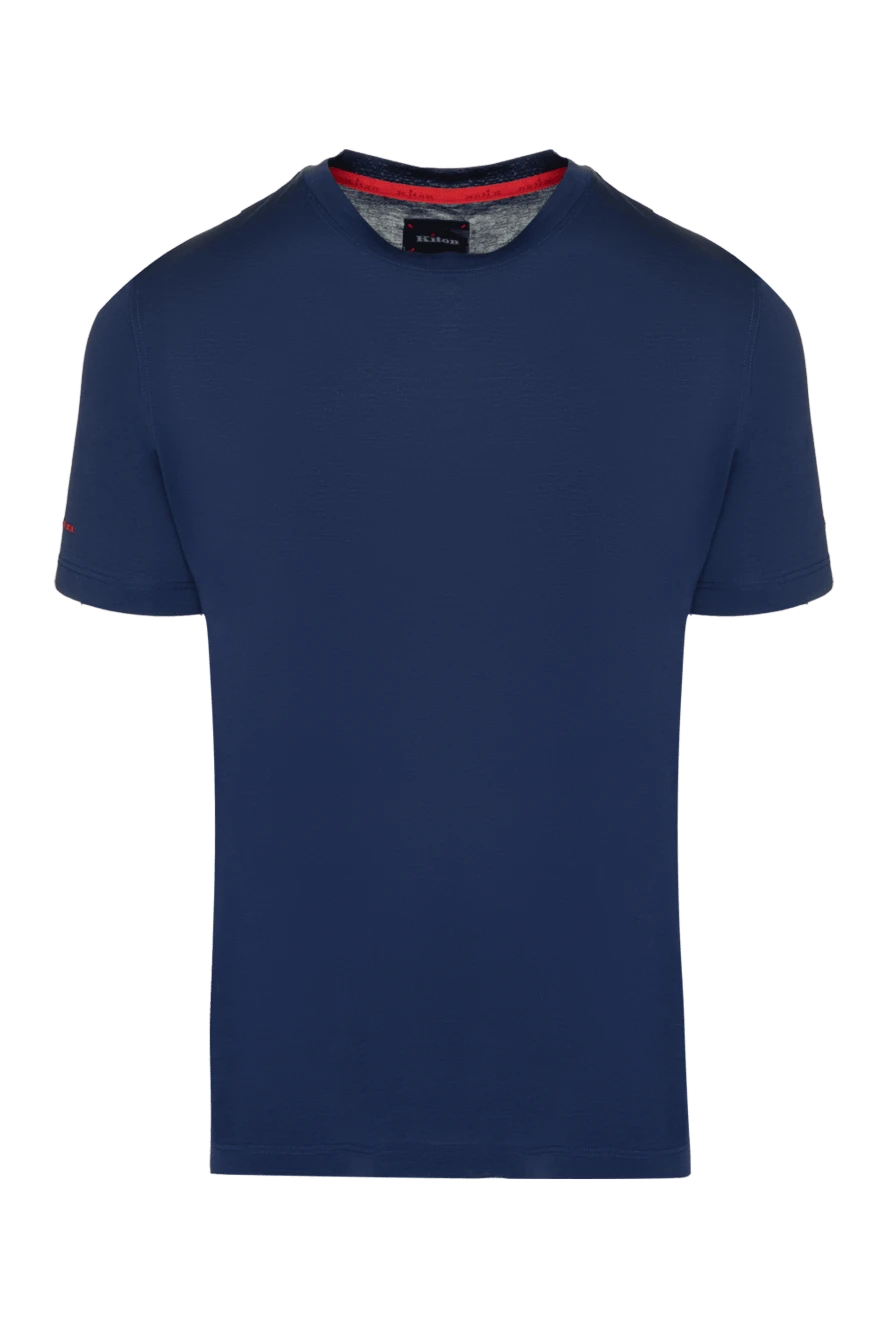 Kiton Blue cotton T-shirt for men - 100% cotton. Country of manufacture: Italy. Care: specialized cleaning - photo 1