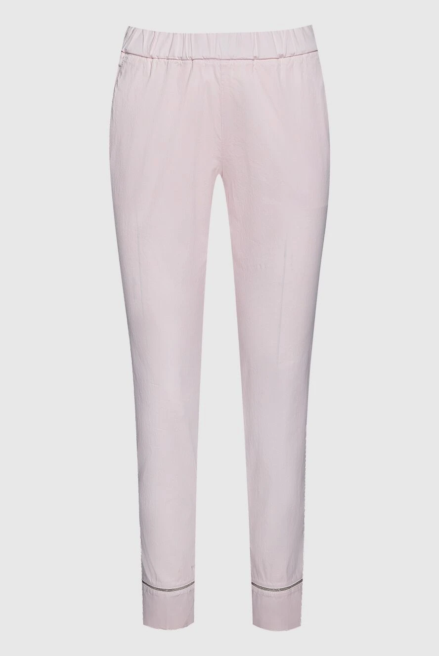 Panicale Women's cropped fit light pink pants - cuffs. two side pockets. 97% cotton, 3% elastane. elastic belt. Country of manufacture: Italy. Care: specialized cleaning - photo 1