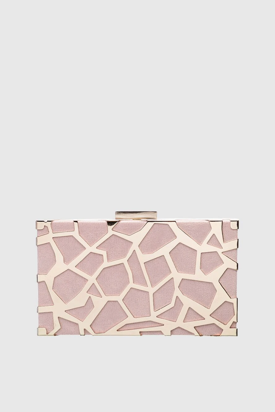Olga Berg Pink polyamide clutch for women - metal pattern. Fastener: button. metal, polyamide. Country of manufacture: Italy. Care: specialized cleaning - photo 1