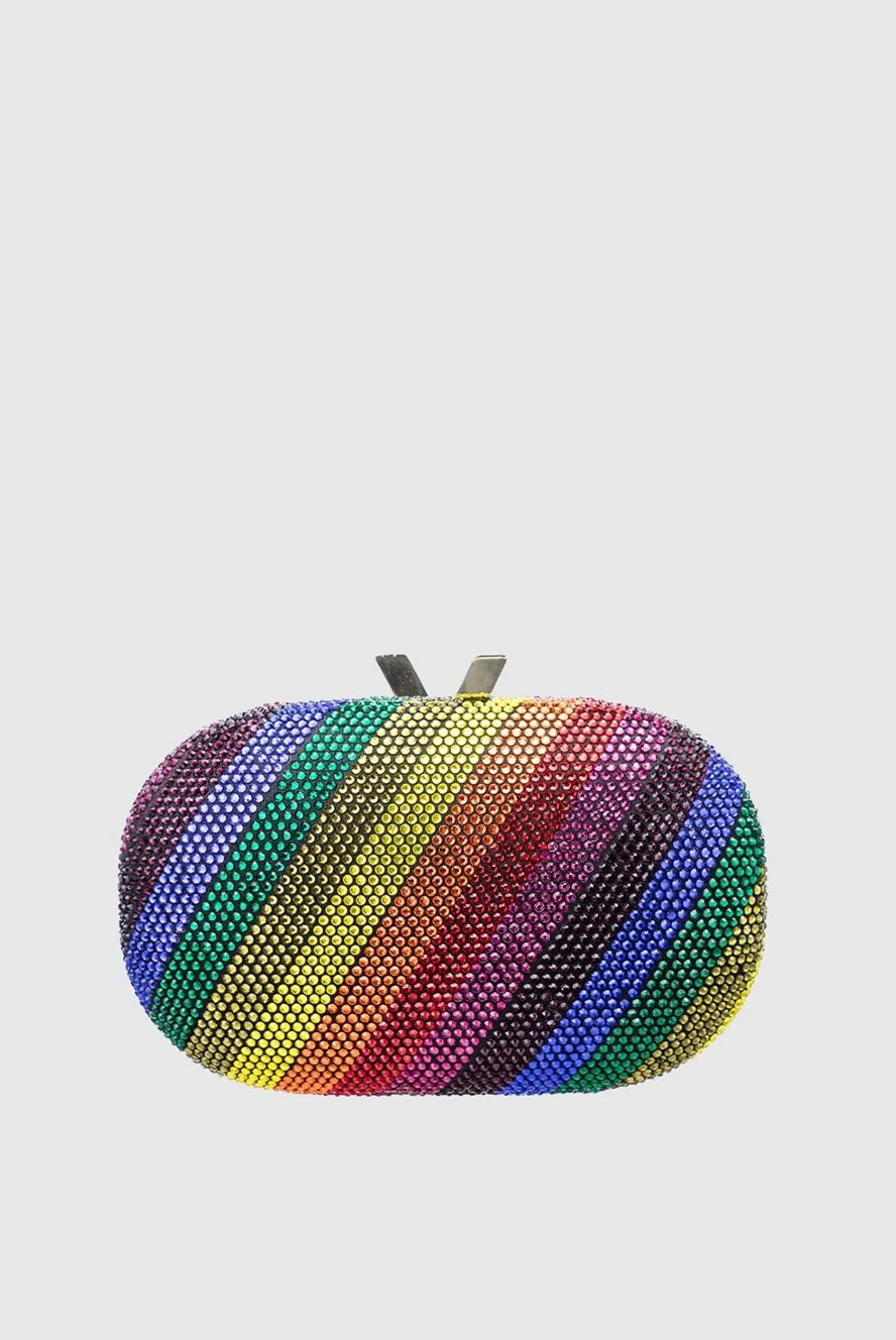 Olga Berg Multicolored polyamide clutch for women - multi-colored rhinestones. Fastener: button. metal, polyamide. Country of manufacture: Italy. Care: specialized cleaning - photo 1