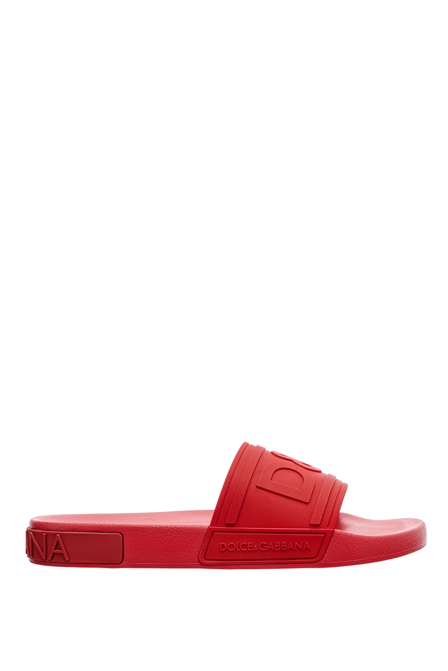 Dolce & Gabbana Red polyurethane slippers for men - embossed logo, plastic inserts. 80% polyurethane, 20% plastic. polyurethane. Country of manufacture: Italy. Care: specialized cleaning - photo 1