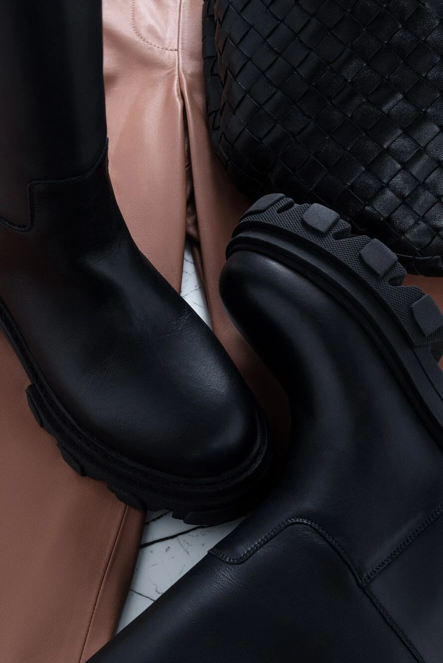 Gia Borghini boots women's high leather with chunky sole black