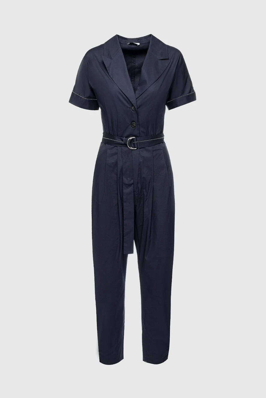 Peserico Jumpsuit made of cotton and elastane blue for women - 97% cotton, 3% elastane. buttons, belt. two side pockets. Country of manufacture: Italy. Care: specialized cleaning - photo 1