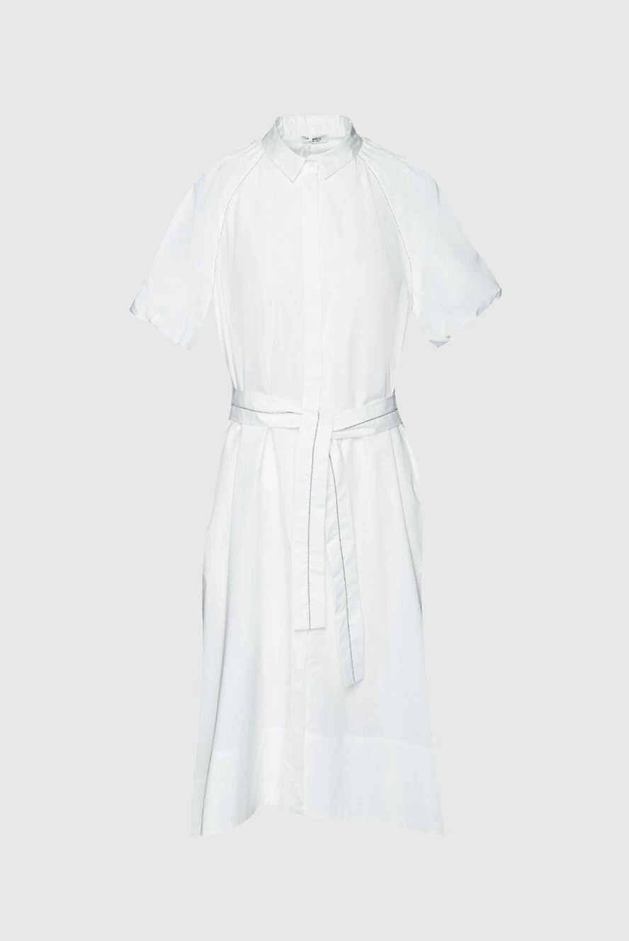 Peserico White cotton dress for women - belt, buttons. short sleeve. 97% cotton, 3% elastane. Country of manufacture: Italy. Care: specialized cleaning - photo 1