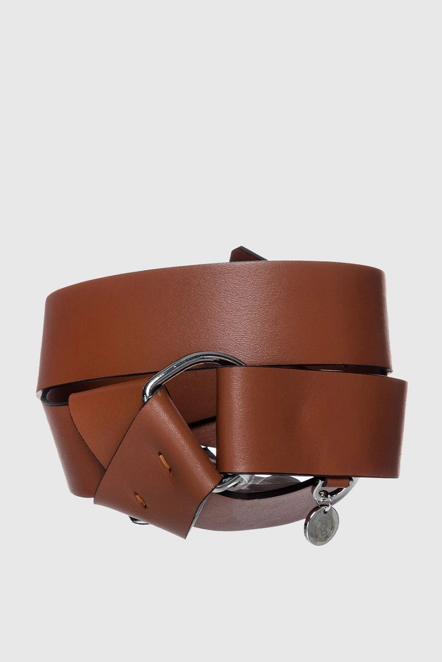 Peserico Women's leather belt brown with pendant - 100% genuine leather. Width: 2 cm. Fastener: decorative buckle. Country of manufacture: Italy. Care: specialized cleaning - photo 1