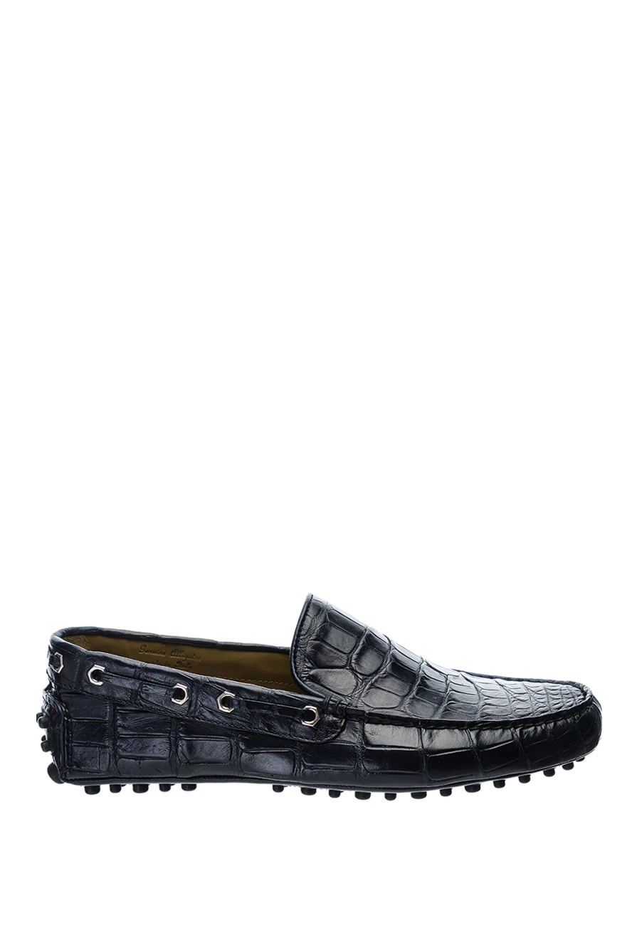 Tardini Men's alligator leather moccasins blue - Textured leather. 100% alligator skin. Interior: Leather. Insole: Leather. Outsole: Other materials. Country of manufacture: Italy. Care: specialized cleaning - photo 1