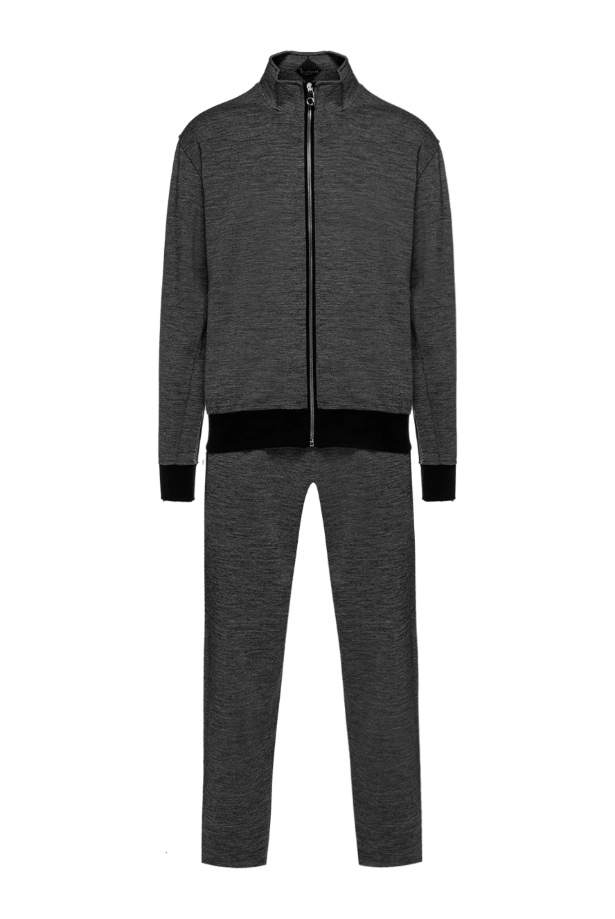 Billionaire Men's sports suit made of cotton and polyester, gray - Contrast zipper and cuffs. 45% cotton, 55% polyester. Closure: Drawstring, zipper. Four side pockets. Country of manufacture: Italy. Care: specialized cleaning - photo 1