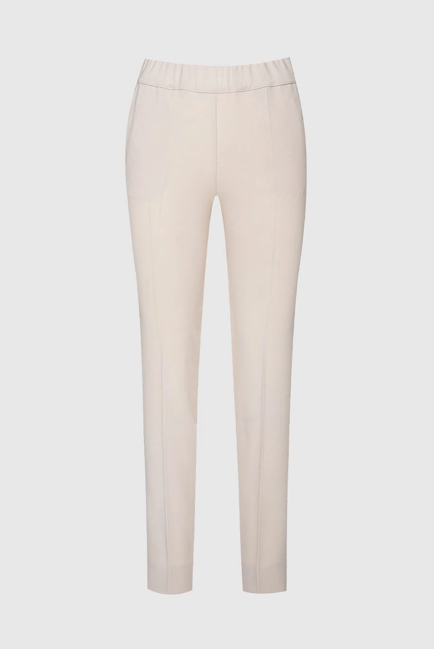 D.Exterior Beige polyester trousers for women - two side pockets. polyester, elastane. elastic belt. Country of manufacture: Italy. Care: specialized cleaning - photo 1