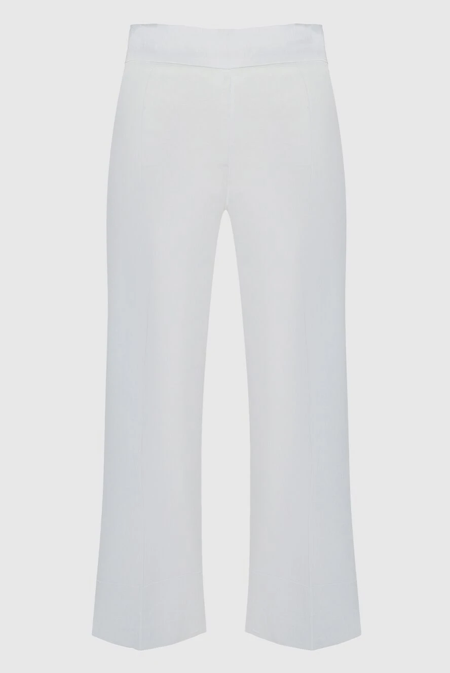 D.Exterior White linen and elastane trousers for women - linen, elastane. elastic belt. Country of manufacture: Italy. Care: specialized cleaning - photo 1